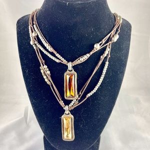 UNO de 50 Silver and Leather necklace.